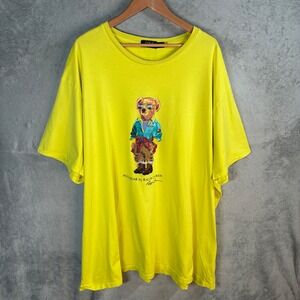 Polo Ralph Lauren Yellow Polo Bear Graphic T Shirt Mens Size 5XB Preppy